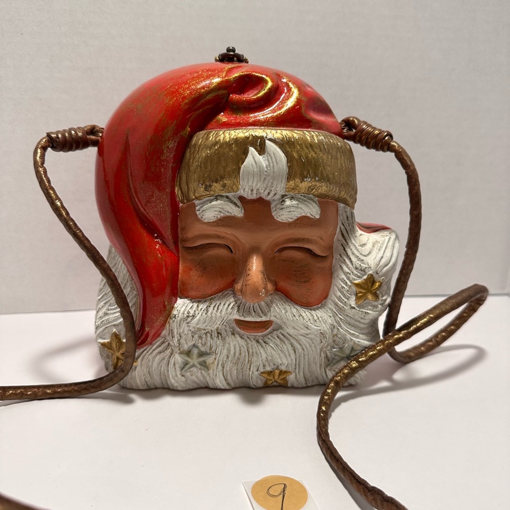 Timmy Woods Red and Gold Santa Handbag with Dust Bag